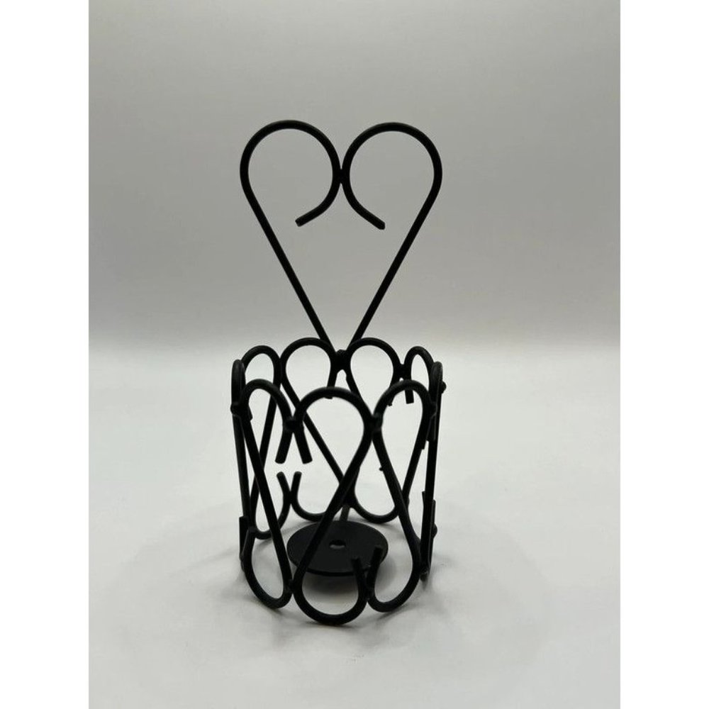 Black Metal Heart Votive Candle Holder Rustic Farmhouse Romantic Decor